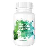 Wit potje met groen/blauwe details met erin 60 colon cleanse capsules van Maxmedix Wit potje met groen/blauwe details met erin 60 colon cleanse capsules van Maxmedix