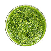 Een schaaltje met Pesto gemaakt van onder andere super chlorella poeder Een schaaltje met Pesto gemaakt van onder andere super chlorella poeder