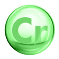 Een lichtgroen bolletje met daarin als tekst Cr - Chroom Een lichtgroen bolletje met daarin als tekst Cr - Chroom