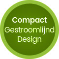Groen rondje met daarin als tekst compact gestroomlijnd design Groen rondje met daarin als tekst compact gestroomlijnd design