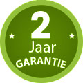 Een groen, getekend rondje met als tekst 2 jaar garantie Een groen, getekend rondje met als tekst 2 jaar garantie