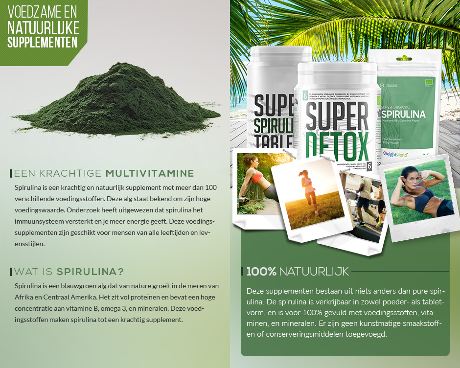 Infographic bio spirulina - informatie en uitleg over de voedzaamheid van natuurlijk spirulina