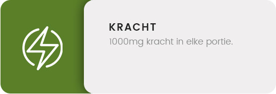 Kracht - getekende bliksemslag met als tekst 1000mg kracht in elke portie Kracht - getekende bliksemslag met als tekst 1000mg kracht in elke portie