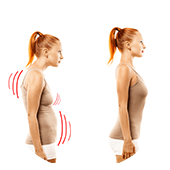 Postuur van een vrouw met en zonder haar shapewear
