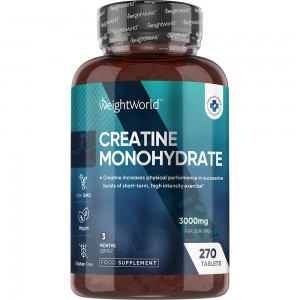 De verpakking van creatine monohydraat capsules van WeightWorld 