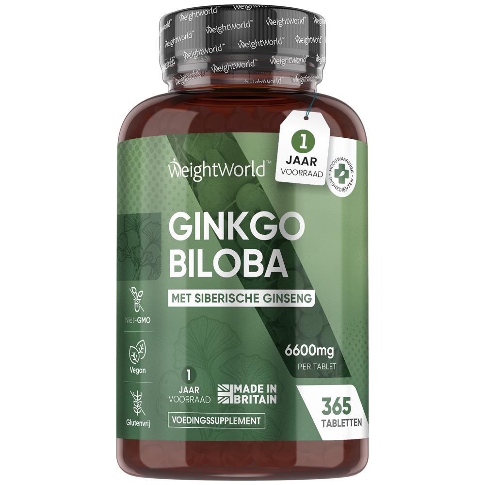 Ginkgo Biloba met Siberische Ginseng 365 tabletten WeightWorld