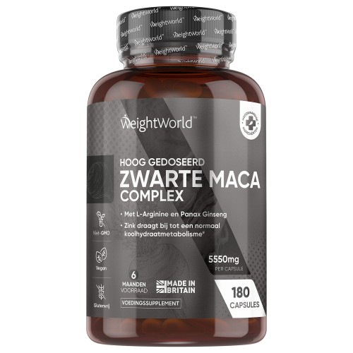 Zwarte Maca Wortel Poeder Capsules - 5000mg - 180 Capsules - Natuurlijk Supplement - 6 Maanden Supplement