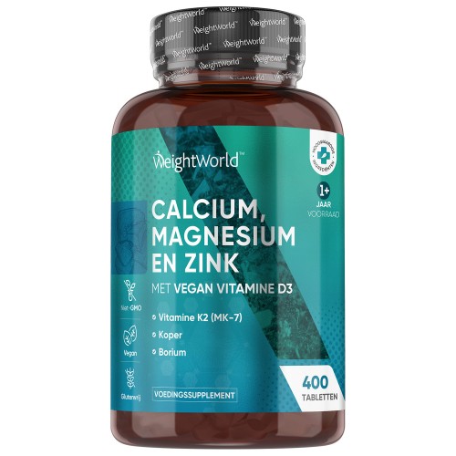 Calcium, magnesium & zink met vitamine D3 - 400 tabletten - Voor Normale spierfunctie, botten, gewrichten en immuunsysteem