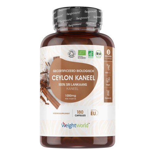 Kaneel 1000mg - 180 Capsules - Biologisch Ceylon Kaneel - 3 maanden voorraad