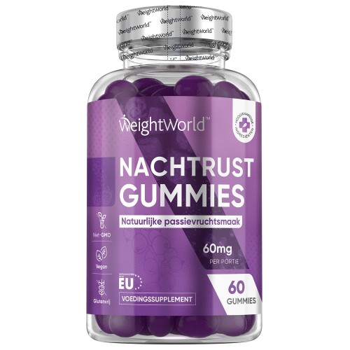 Nachtrust gummies - 60mg - 60 gummies - Natuurlijk slaap supplement - Voor 1 maand