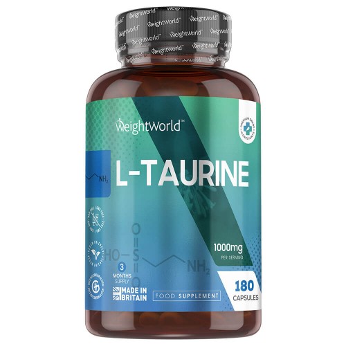 L-Taurine - 180 Capsules - 1000 mg - Natuurlijk aminozuren supplement met 100% puur L-Taurine-poeder