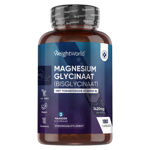 Magnesium bisglycinaat - 1420mg 180 capsules - 3 maanden voorraad