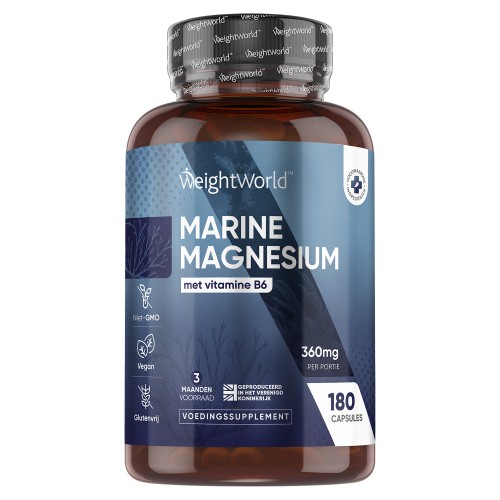 Marine magnesium capsules met vitamine B6 - 180 capsules - WeightWorld