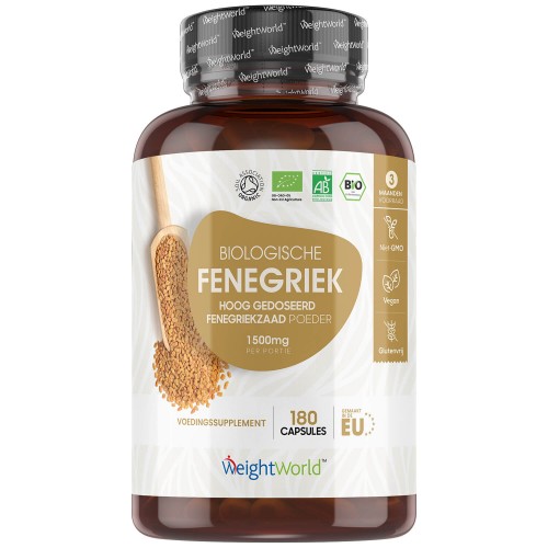 Biologische Fenegriek 1500 mg 180 Capsules - 3 maanden voorraad