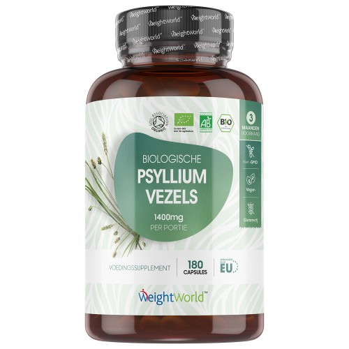 psyllium vezels- 1400 mg - 180 capsules - vezel supplementen - 3 Maanden Voorraad