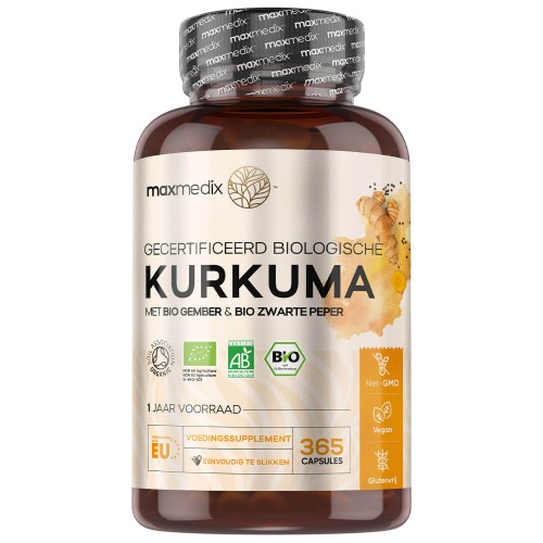Kurkuma met zwarte peper & gember - 505 mg - 365 Capsules - Turmeric capsules
