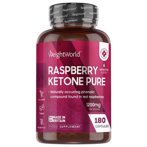 Framboos ketonen puur - 1200 mg 180 Capsules - gewichtsverlies supplement