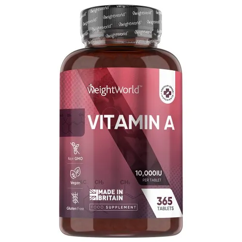 Vitamine A - 365 capsules - 10.000 IE - 1 jaar voorraad - Ondersteunt de normale huid