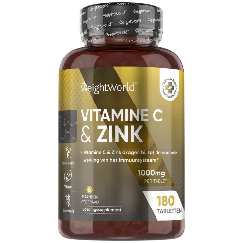 Vitamine C & Zink - 180 tabletten - 1000 mg - Vegan