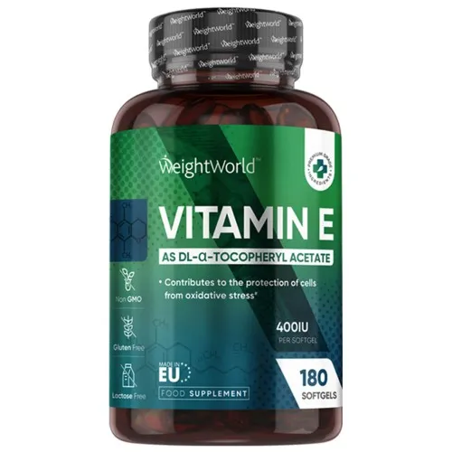 Vitamine E - 400 IE - 180 softgels - 6 maanden voorraad