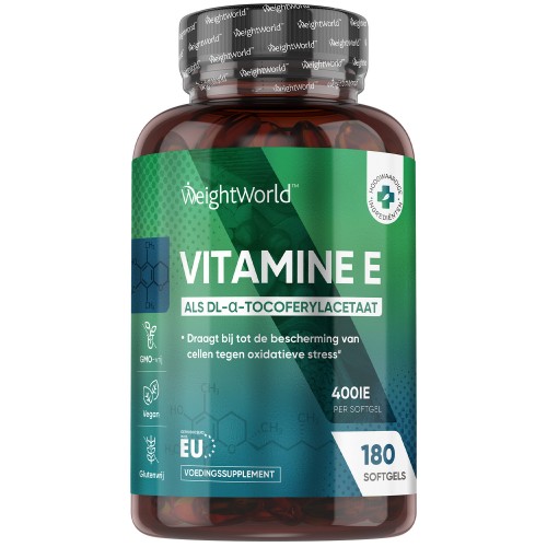 Vitamine E - 400 IE - 180 softgels - 6 maanden voorraad