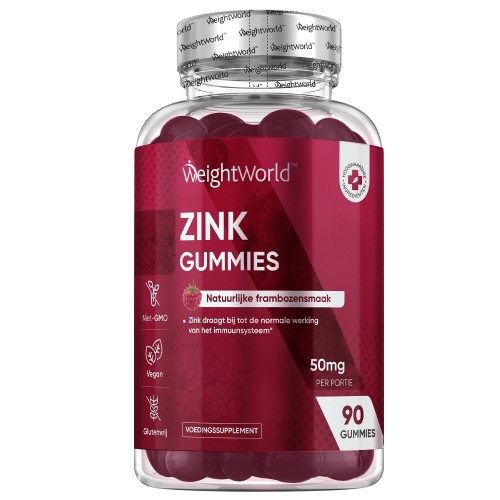 Zink Gummies - 25 mg zinkcitraat 90 Gummies - 3 maanden voorraad - Frambozensmaak