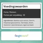 Ingrediëntenlijst van de voet detox pleisters van WeightWorld