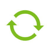 Twee groene pijlen die in de vorm van een cirkel draaien Twee groene pijlen die in de vorm van een cirkel draaien