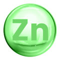 Een lichtgroen bolletje met daarin als tekst ZN - Zink Een lichtgroen bolletje met daarin als tekst ZN - Zink