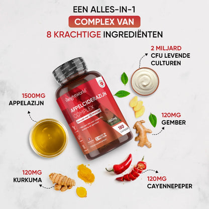 De inhoud van de appel cider azijn pillen van WeightWorld