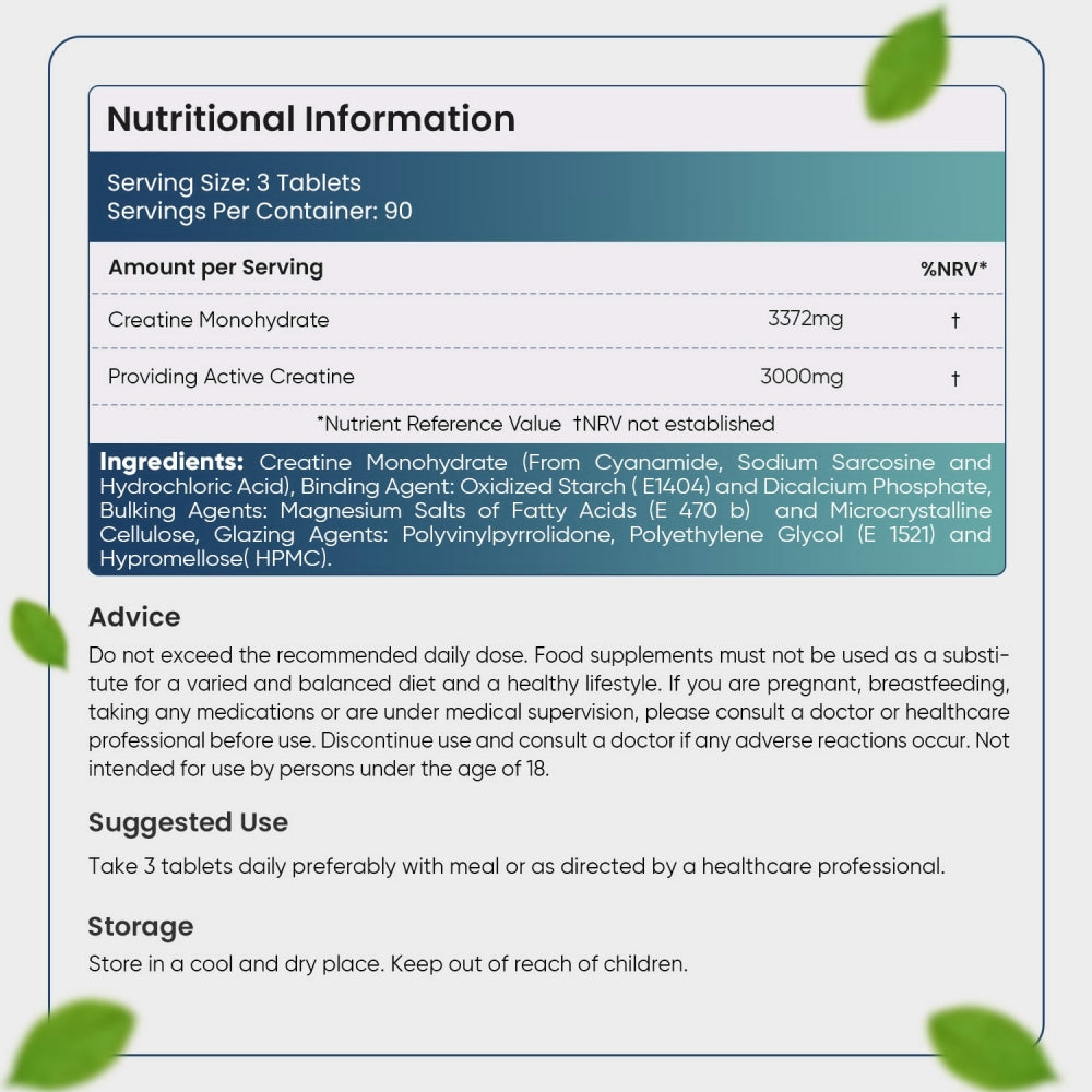 Andere kenmerken van de creatine monohydraat tabletten van WeightWorld