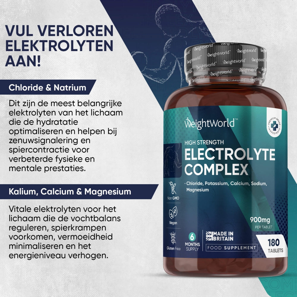 Uitleg over de verschillende stoffen die in het elektrolyten supplement zitten van WeightWorld