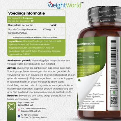 Advies, gebruik en ingrediëntenlijst van de Garcinia Cambogia capsules van WeightWorld