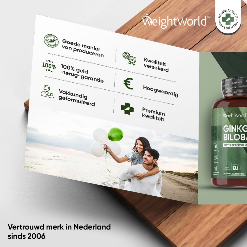 Andere kenmerken van de Ginkgo Biloba tabletten van WeightWorld