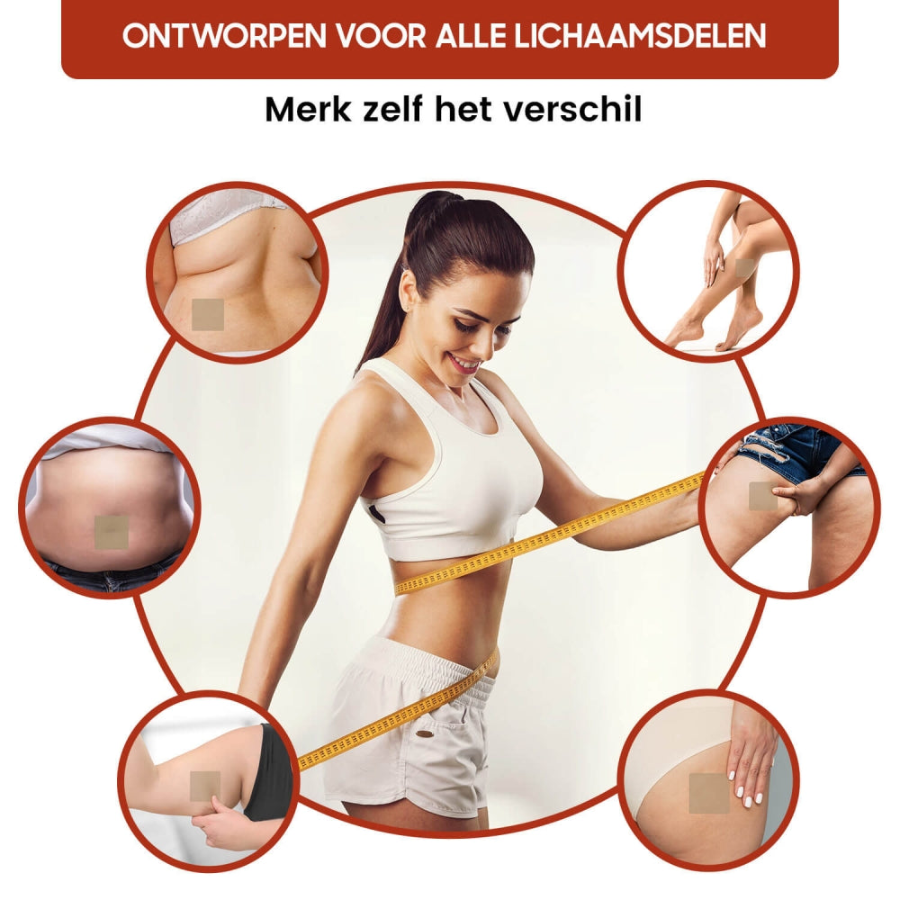 Verschillende lichaamsdelen waarop de guarana afslankpleisters van WeightWorld geplakt kunnen worden 