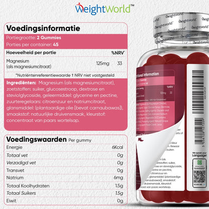Advies, gebruik en ingrediëntenlijst van het magnesium citraat supplement van WeightWorld