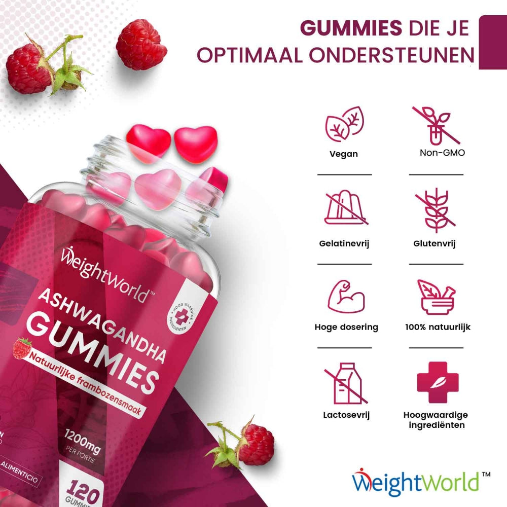 Kenmerken van de natuurlijke ashwagandha gummies van WeightWorld