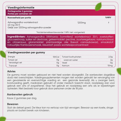 Advies, gebruik en ingrediëntenlijst van het ashwagandha supplement van WeightWorld