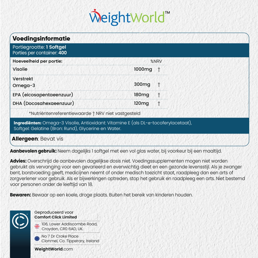 Omega 3 1000mg 400 Softgels