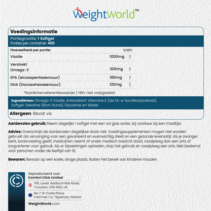 Omega 3 1000mg 400 Softgels